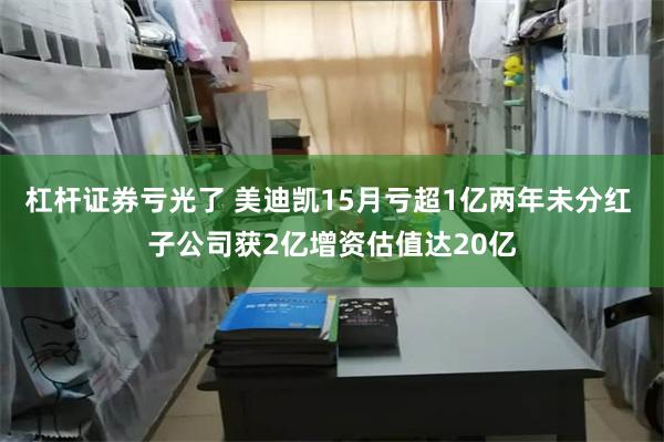 杠杆证券亏光了 美迪凯15月亏超1亿两年未分红 子公司获2亿增资估值达20亿