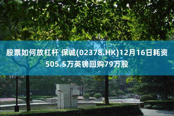 股票如何放杠杆 保诚(02378.HK)12月16日耗资505.5万英镑回购79万股